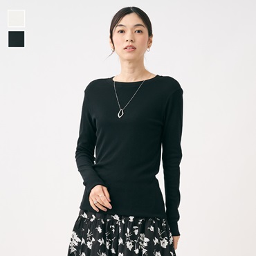 あたたかソフトコットン長袖クルーネックTシャツ