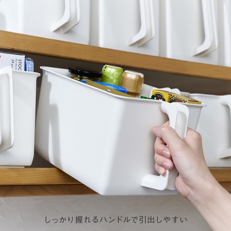 WEB限定】ハンドル付きストッカー浅型 4個セット | W18×D29