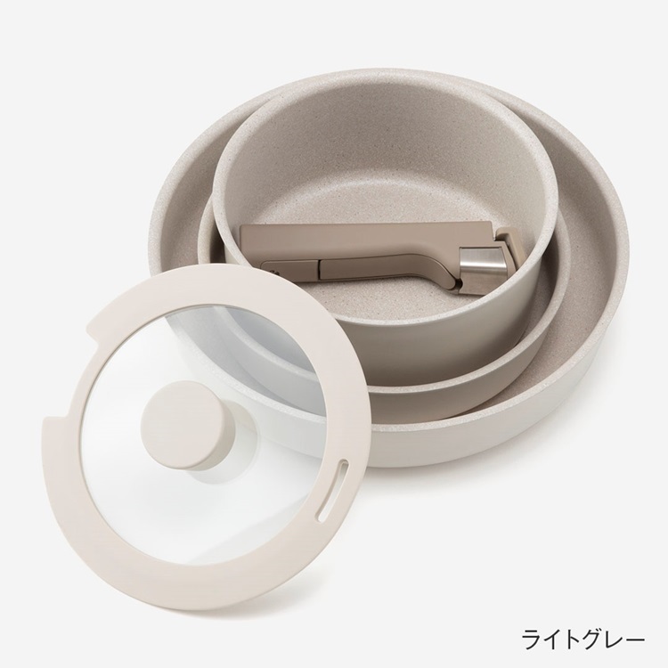 Totte IHフライパン5点セット(ライトグレー)