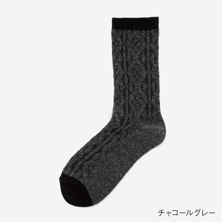 2足よりどり￥500】R ツイードケーブル2面クルー|ソックス|靴下