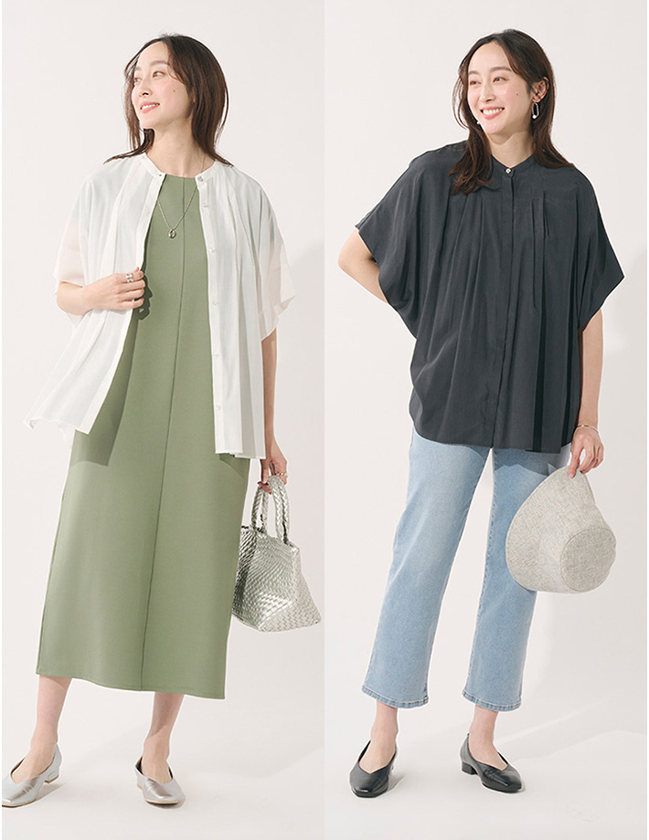 【すごナノ撥水】タックドルマンシャツチュニック¥4,990 (税込 ¥5,489)