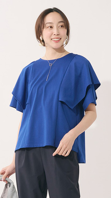 【すごナノ撥水】ラッフルスリーブＴシャツ￥3,990(税込￥4,389)