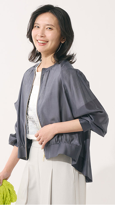 シルキーシアーバックギャザーブルゾン