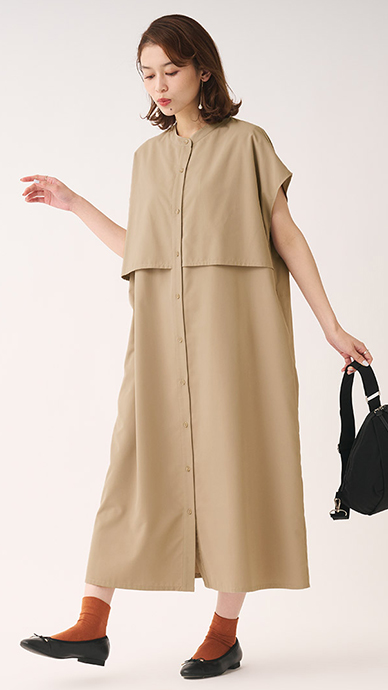 コットンライクレイヤードシャツワンピース