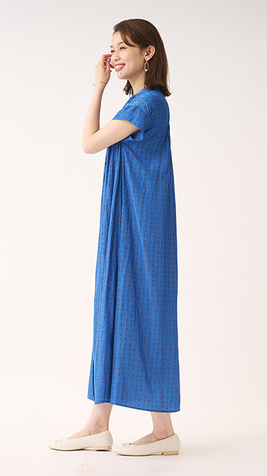 プロバンス＆無地ギャザーワンピース