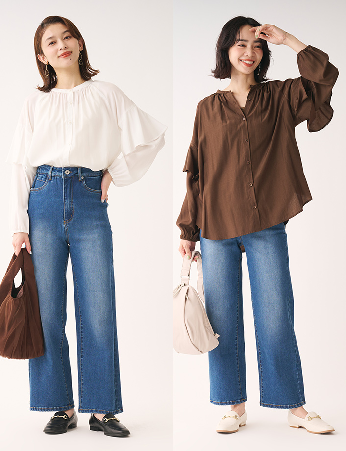 【すごナノ撥水】ラッフルスリーブブラウス