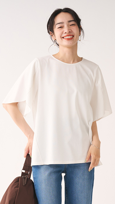 【すごナノ撥水】オーバーラップスリーブＴシャツ