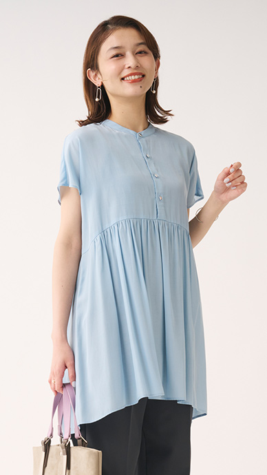 【すごナノ撥水】フレンチスリーブペプラムチュニック