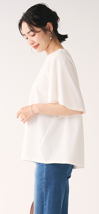 【すごナノ撥水】オーバーラップスリーブTシャツ