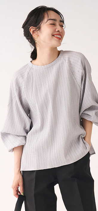 ストレッチ楊柳プルオーバー