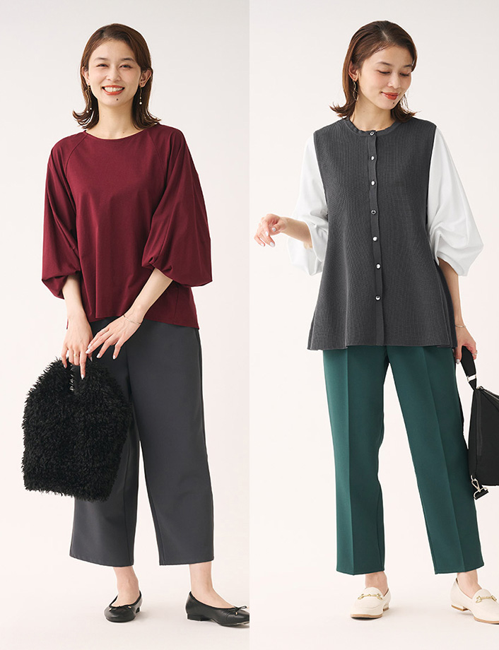 【すごナノ撥水】スリーブデザイン長袖カットソー