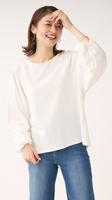  【すごナノ撥水】スリーブデザイン長袖カットソー