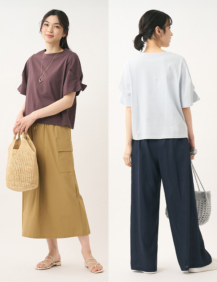 汗染み防止袖タックトップス