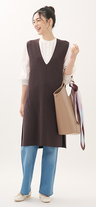 【すごナノ撥水】バンドカラーフレアシャツ