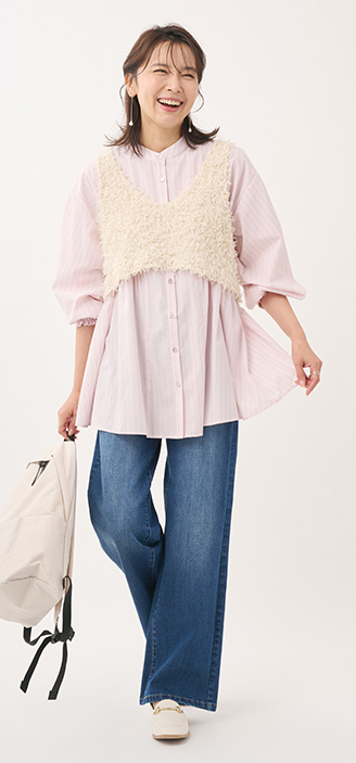 【すごナノ撥水】ペプラムシャツチュニック