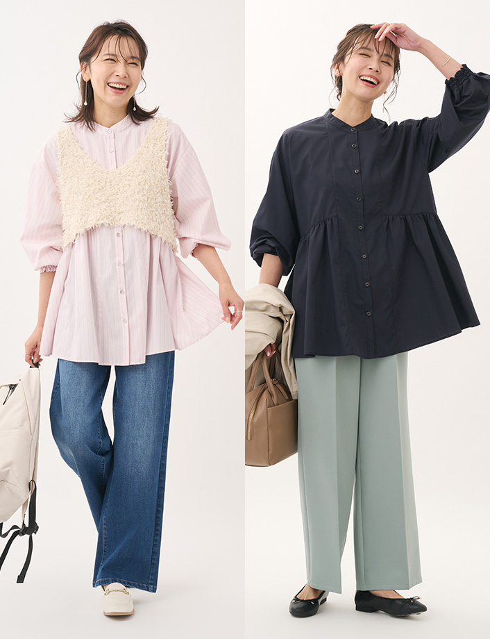 【すごナノ撥水】ペプラムシャツチュニック
