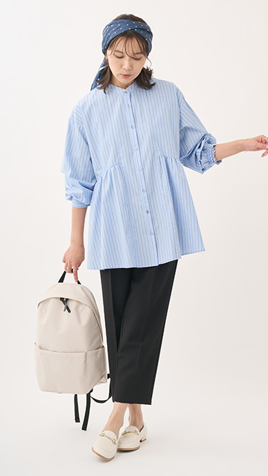 【すごナノ撥水】ペプラムシャツチュニック
