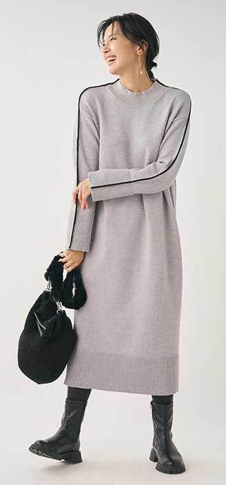 タフニット配色ワンピース