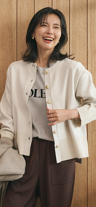 タフニットクルーネックカーディガン