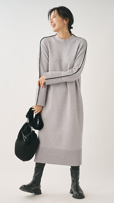 タフニット配色ワンピース