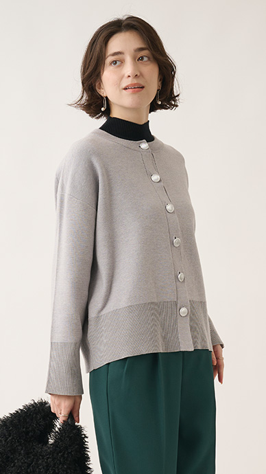 タフニットクルーネックカーディガン