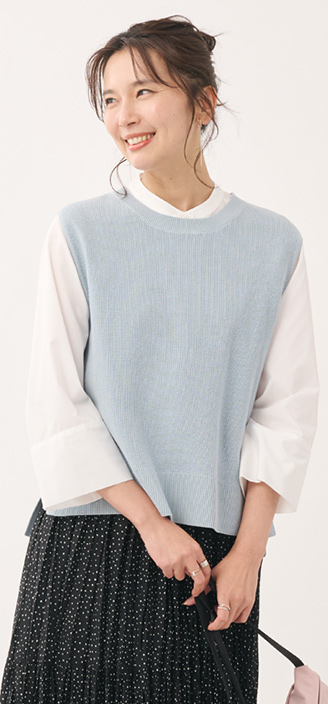 リネンタッチクルーネックニットベスト