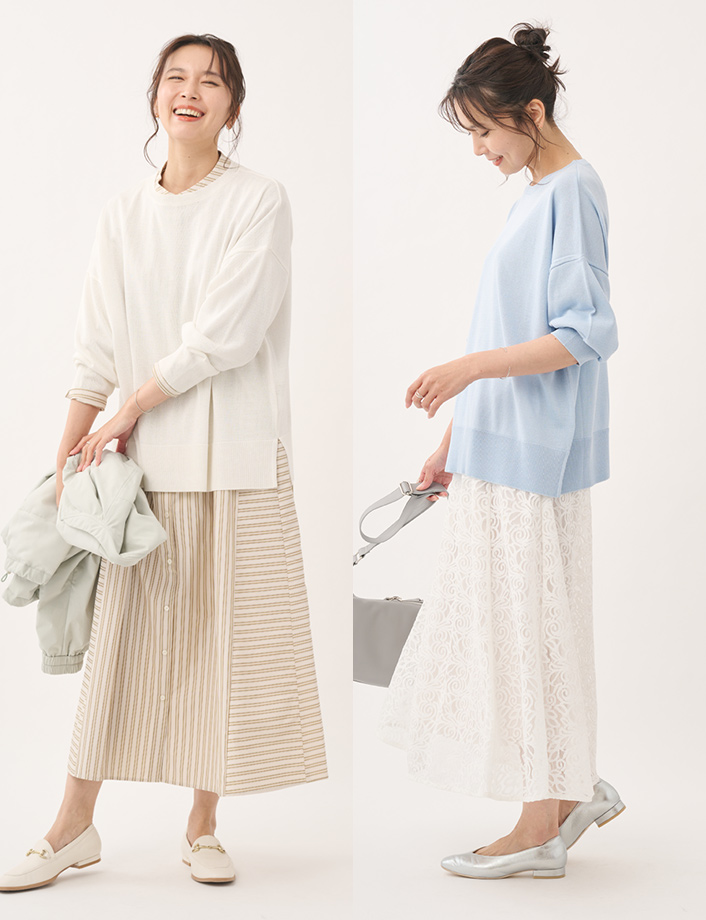 クルーネックニットチュニック