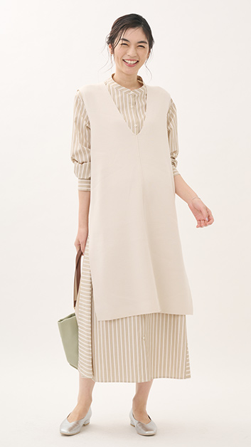 タフニットVネックロングベスト