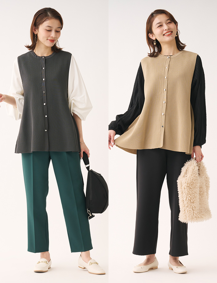 ペプラムニットベスト