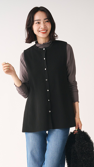 ペプラムニットベスト