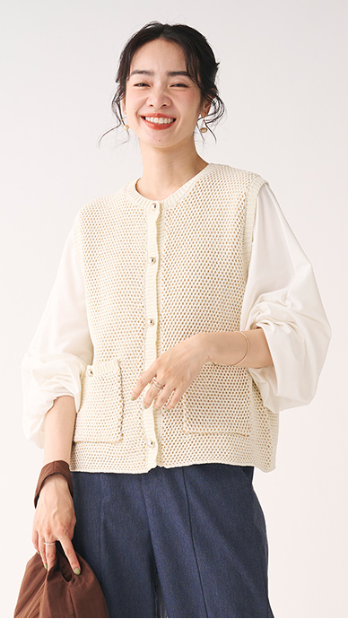ラメジャガードニットベスト