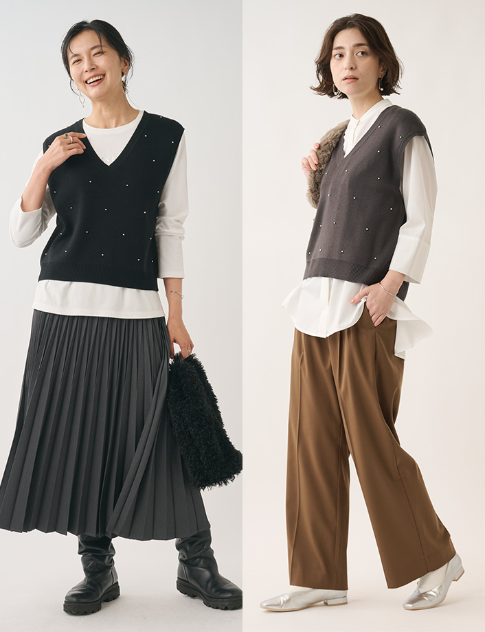 ビジューニットベスト