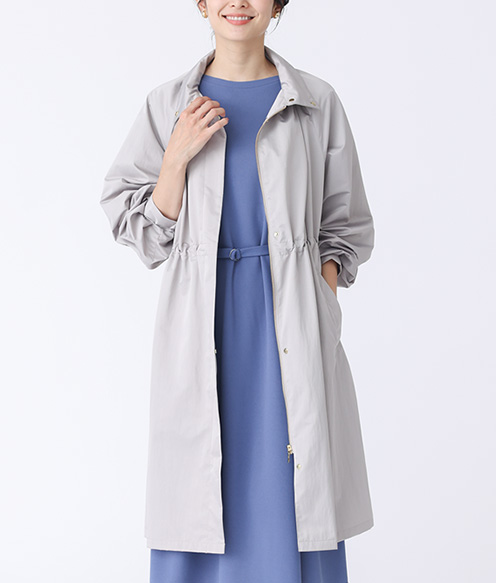 【すごナノ撥水】ウエストギャザースタンドコート