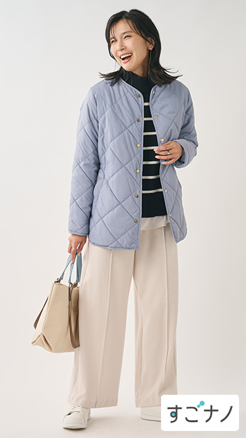 【すごナノ撥水】マフラー付きキルトハーフジャケット