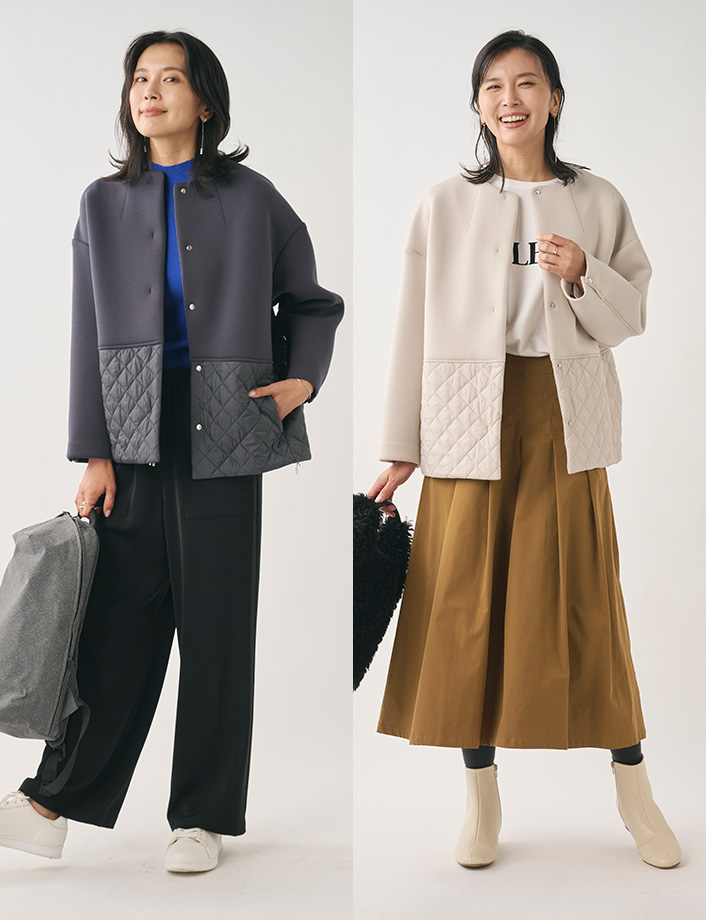 キルトコンビコクーンコート