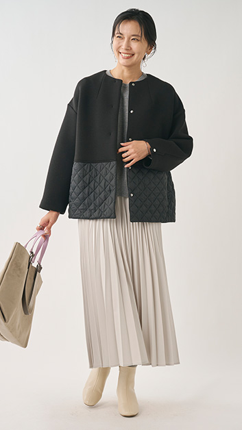 キルトコンビコクーンコート