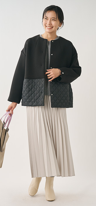 キルトコンビコクーンコート