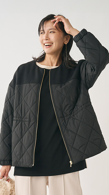 ダンボールコンビウエストドロストキルトジャケット