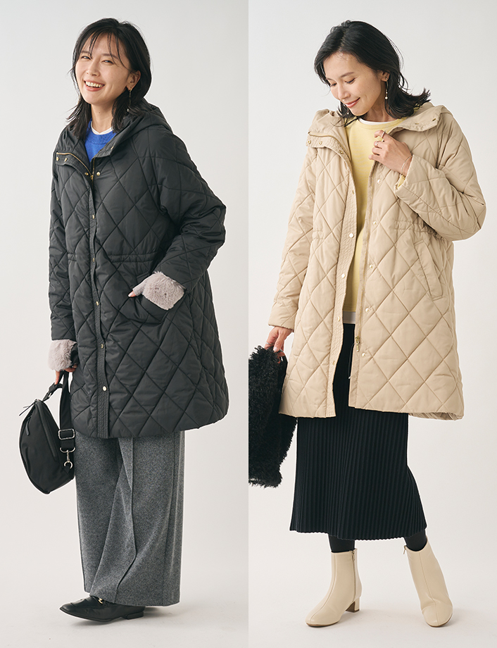 【すごナノ撥水】フーディーキルトコート