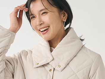 【すごナノ撥水】マフラー付きキルトハーフジャケット