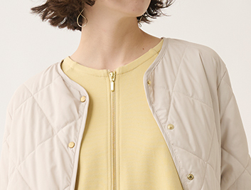 【すごナノ撥水】マフラー付きキルトハーフジャケット