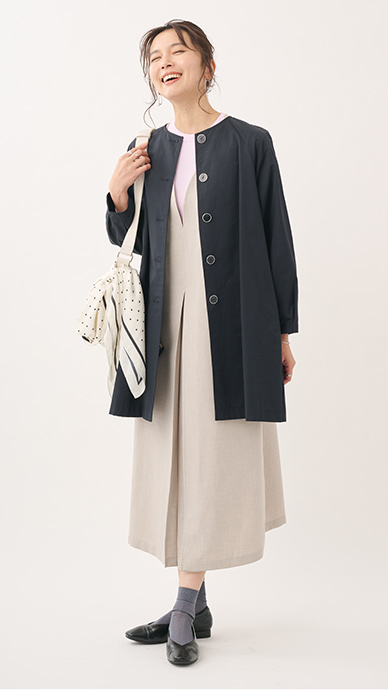 【すごナノ撥水】ノーカラーハーフコート