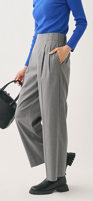 美シルエットタックワイドパンツ