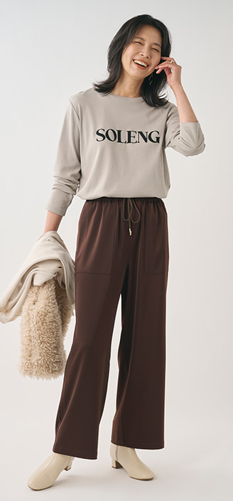 スポンディッシュサテンイージーパンツ