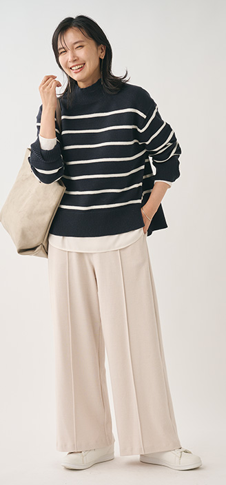 起毛ジャージーセンターシームワイドパンツ