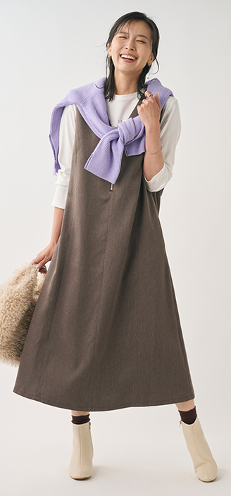 ハーフジップジャンパースカート