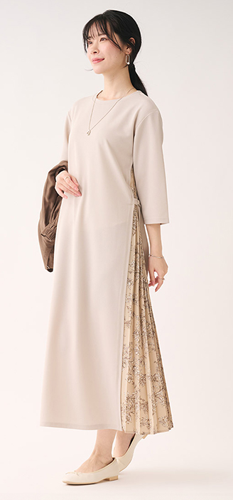 サイドプリーツポンチワンピース