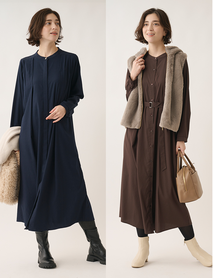 デザインタックシャツワンピース