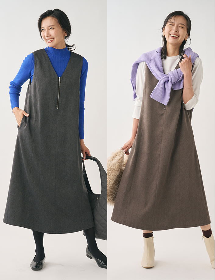 ハーフジップジャンパースカート