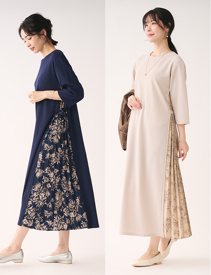 サイドプリーツポンチワンピース